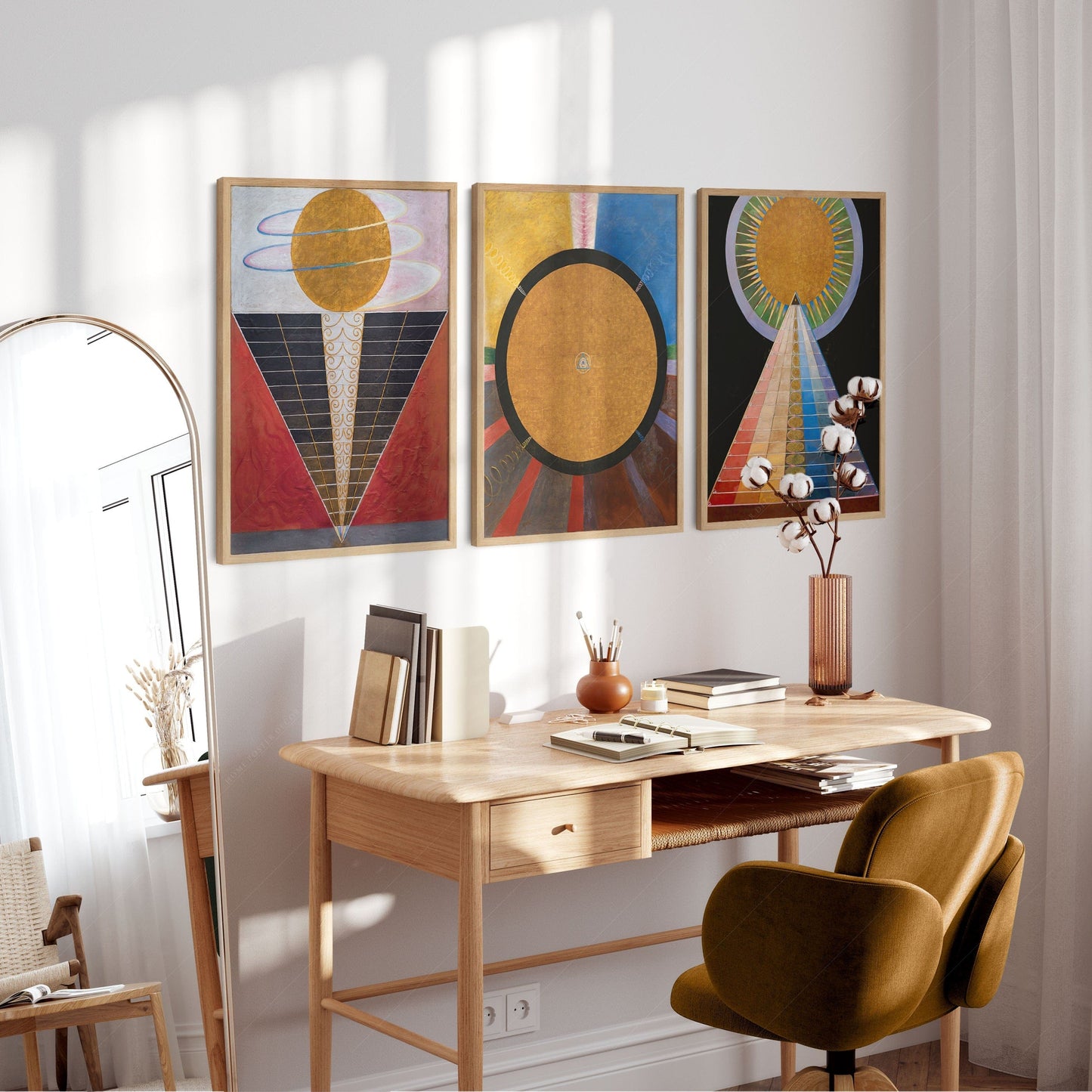 Home Poster Decor Single Hilma Af Klint, Altarpiece series, The Humanity reaching to divinity, Union Art, 3 Abstract Pieces, Modern Decor, Beyond the visible, Mystic