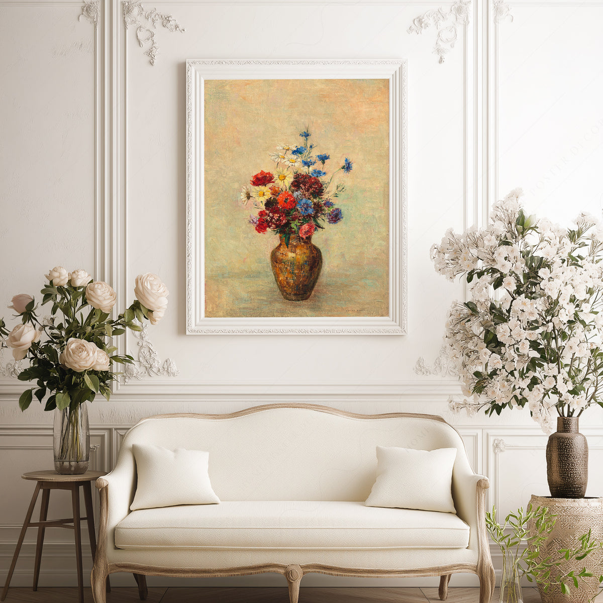 Odilon Redon Flowers in a Brown Vase Art Print — artwork preview 17