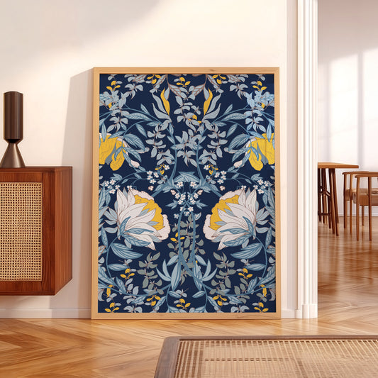 William Morris Blue Floral Art Print – Botanical Wall Art Poster — artwork preview 5
