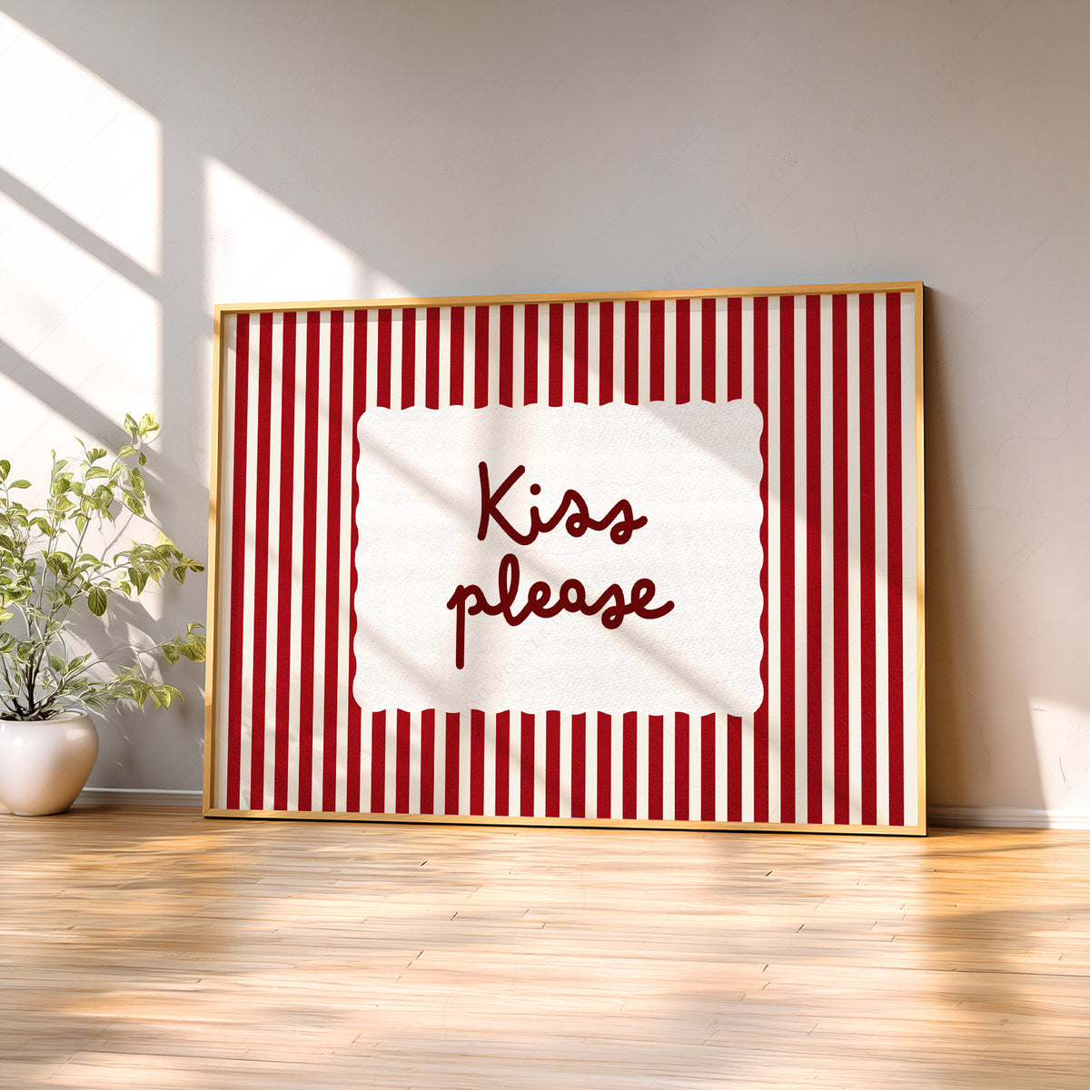 Kiss Please Quote Art Print — artwork preview 2
