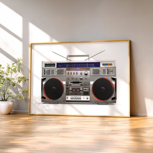 Vintage Boombox Art Print – Retro 80s Music Wall Decor Poster — artwork preview 2
