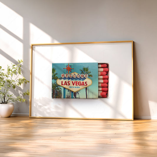 Las Vegas Welcome Sign Matchbox Print – Retro Travel Wall Art Poster — artwork preview 2