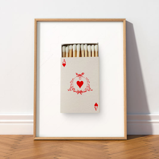 Ace of Hearts Matchbox Print – Retro Playing Card Wall Art Poster — artwork preview 2