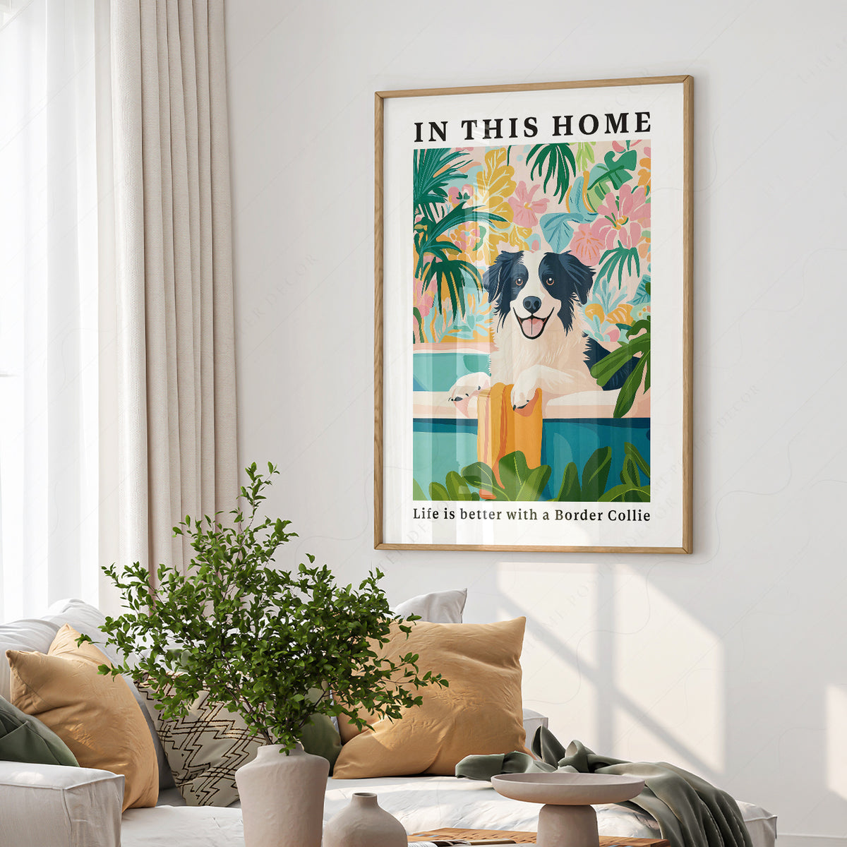 Border Collie Wall Art Print – Colorful Dog Lover Poster Decor – 61-17 — artwork preview 6