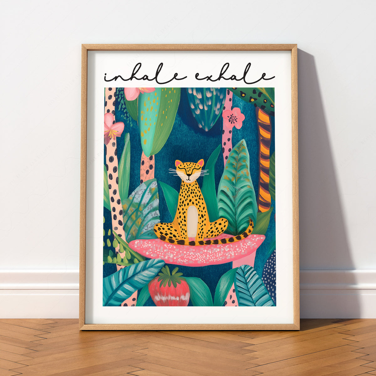 Inhale Exhale Cheetah Art Print – Maximalist Jungle Zen Wall Decor – 113-02 — artwork preview 2