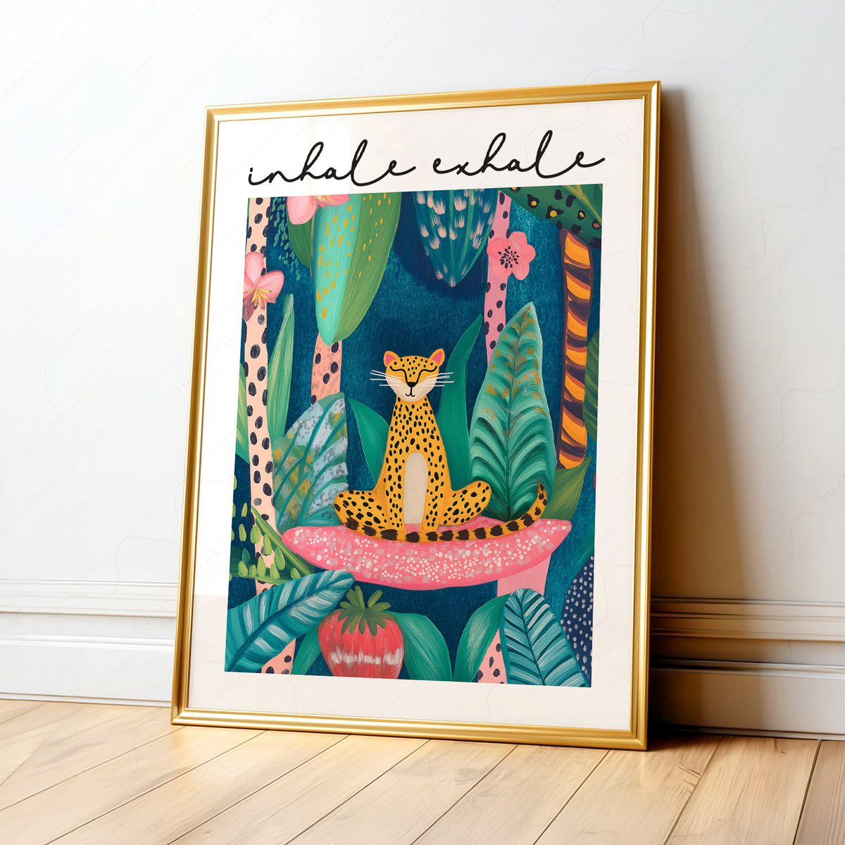 Inhale Exhale Cheetah Art Print – Maximalist Jungle Zen Wall Decor – 113-02 — artwork preview 1