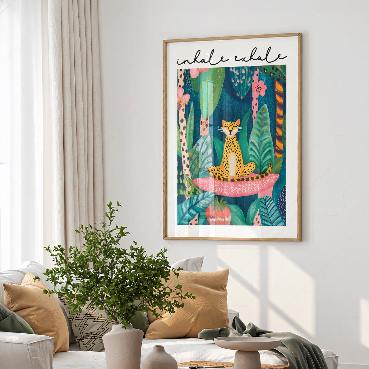 Inhale Exhale Cheetah Art Print – Maximalist Jungle Zen Wall Decor – 113-02 — artwork preview 6