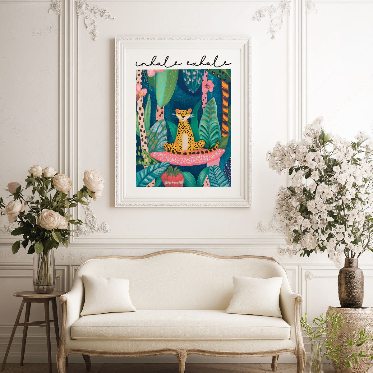 Inhale Exhale Cheetah Art Print – Maximalist Jungle Zen Wall Decor – 113-02 — artwork preview 17