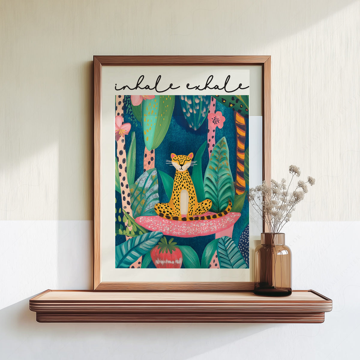 Inhale Exhale Cheetah Art Print – Maximalist Jungle Zen Wall Decor – 113-02 — artwork preview 18