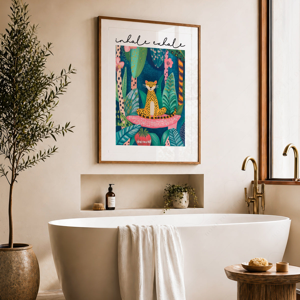 Inhale Exhale Cheetah Art Print – Maximalist Jungle Zen Wall Decor – 113-02 — artwork preview 22