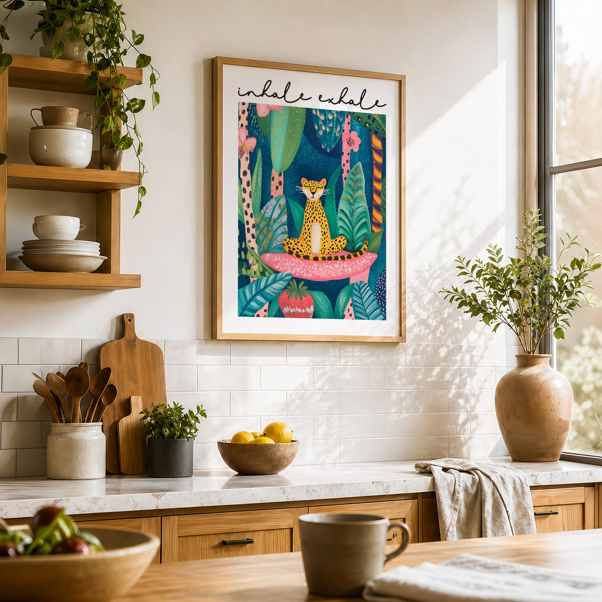 Inhale Exhale Cheetah Art Print – Maximalist Jungle Zen Wall Decor – 113-02 — artwork preview 23