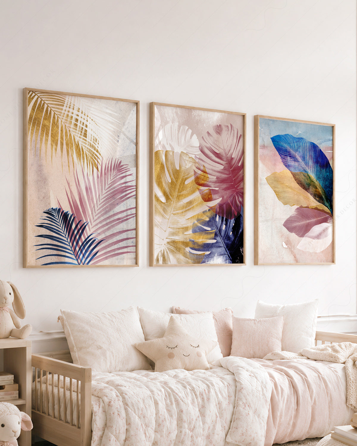 Abstract Tropical Leaf Art Print Set – Pink Blue Navy Gallery Wall Decor – 19-01 — artwork preview 23
