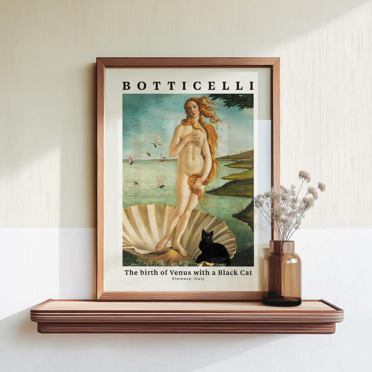 Botticelli Birth of Venus Black Cat Print – Funny Cat Art Poster – 62-A — artwork preview 18