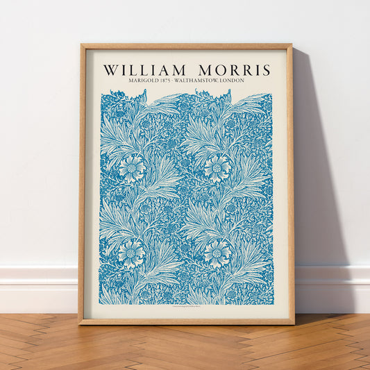 William Morris Marigold 1875 Art Print – Blue Floral Wall Art Poster — artwork preview 2