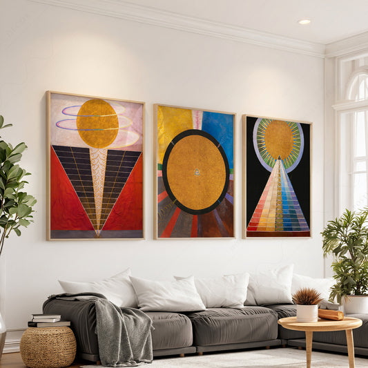 Hilma af Klint Altarpiece Set of 3 Prints – Abstract Spiritual Wall Art — artwork preview 1