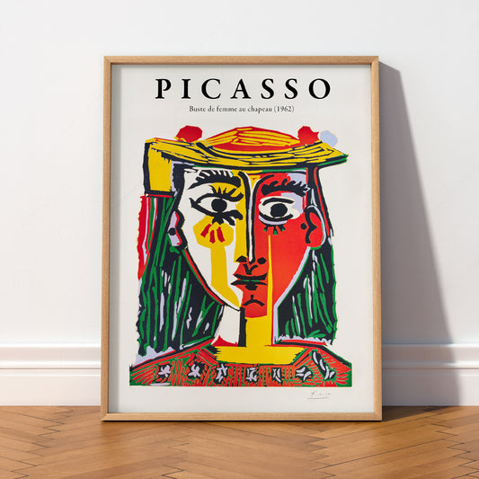 Pablo Picasso Buste de Femme au Chapeau Art Print – Cubist Wall Art — artwork preview 2