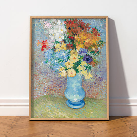 Van Gogh Flowers in a Blue Vase Art Print – Famous Painting Wall Decor — artwork preview 2