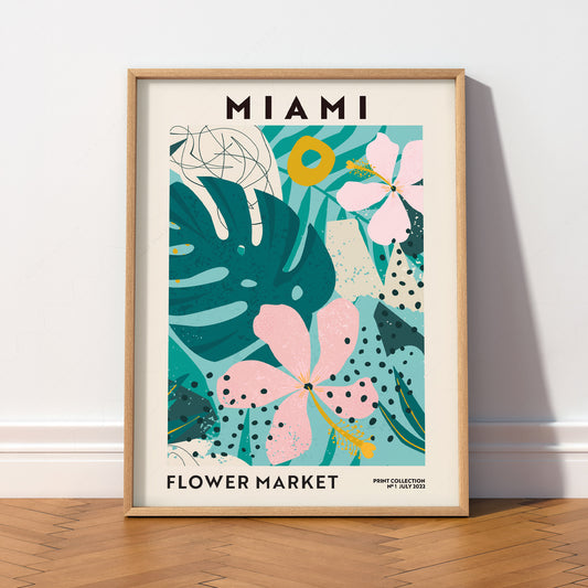 Miami Flower Market Print – Tropical Botanical Wall Art Poster — artwork preview 2