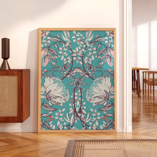 William Morris Blue Floral Art Print – Vintage Botanical Wall Decor — artwork preview 5