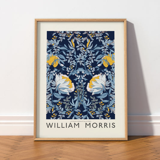 William Morris Blue Floral - Botanical Wall Art Print — artwork preview 2