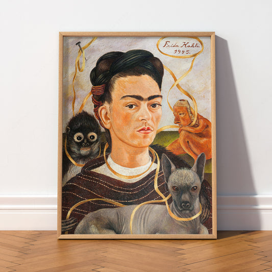 Frida Kahlo Self-Portrait with Small Dog Art Print – Mexican Wall Art — artwork preview 2