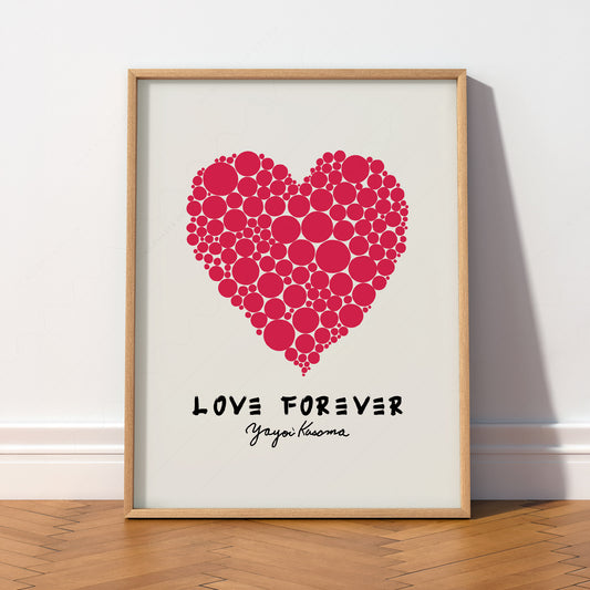 Yayoi Kusama Love Forever Art Print – Red Heart Polka Dot Poster — artwork preview 2