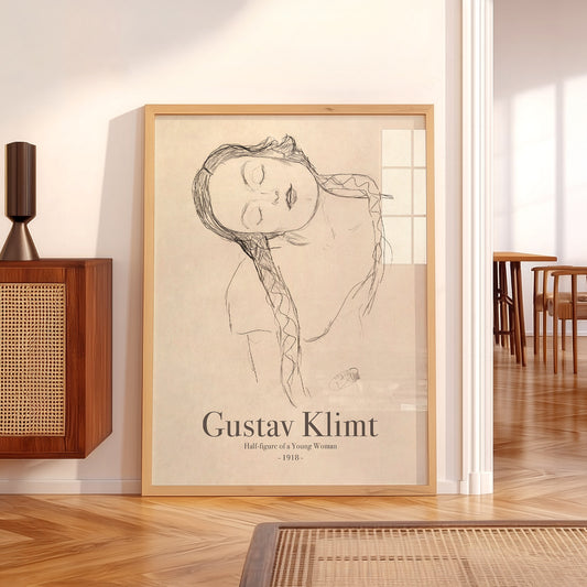 Gustav Klimt Half-Figure of a Young Woman Art Print – Minimalist Sketch Poster — artwork preview 5