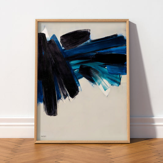 Pierre Soulages Abstract Art Print – Blue Black Modern Wall Art Poster — artwork preview 2