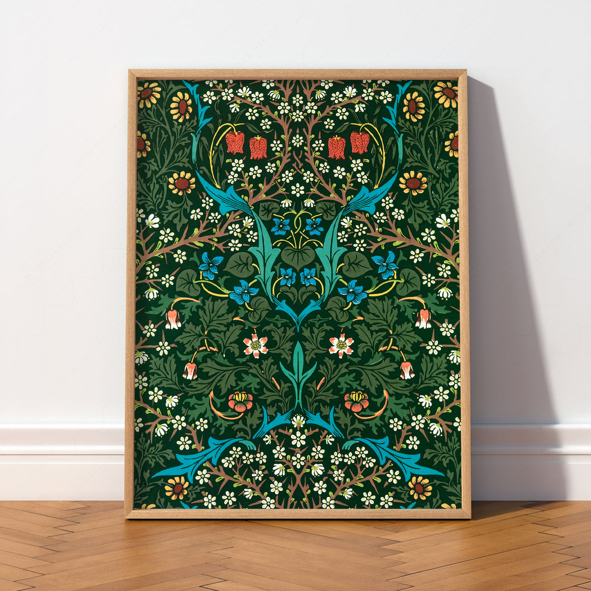 William Morris Blackthorn Green Botanical Pattern Art Print — artwork preview 2