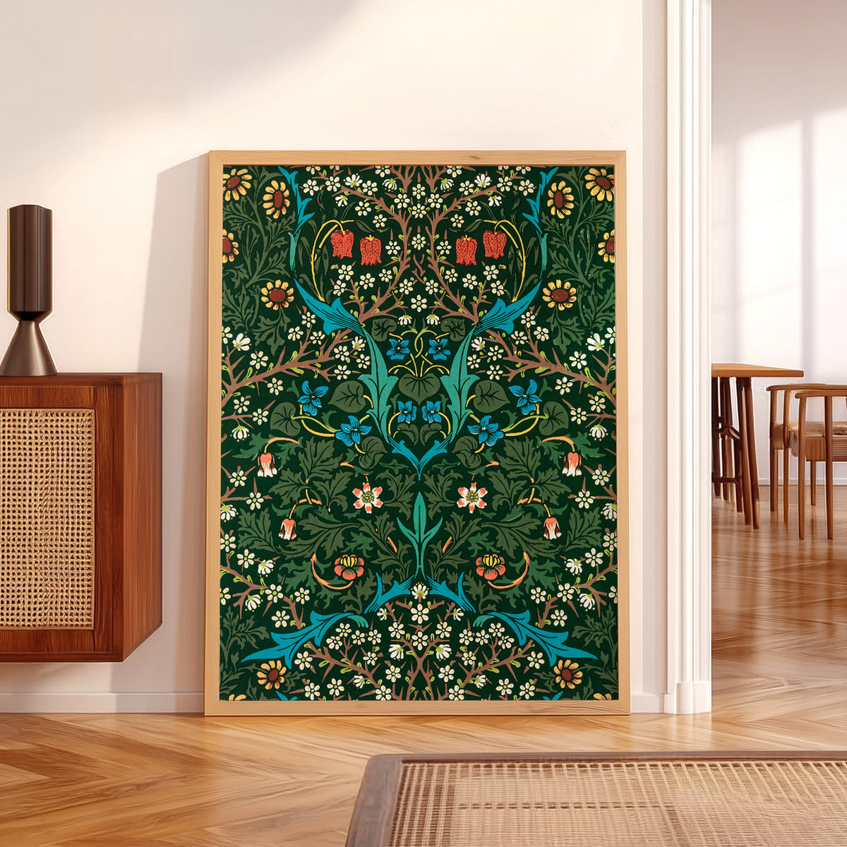 William Morris Blackthorn Green Botanical Pattern Art Print — artwork preview 5