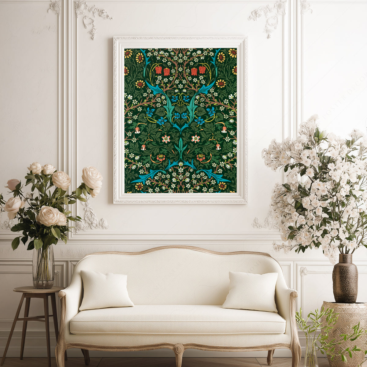 William Morris Blackthorn Green Botanical Pattern Art Print — artwork preview 17
