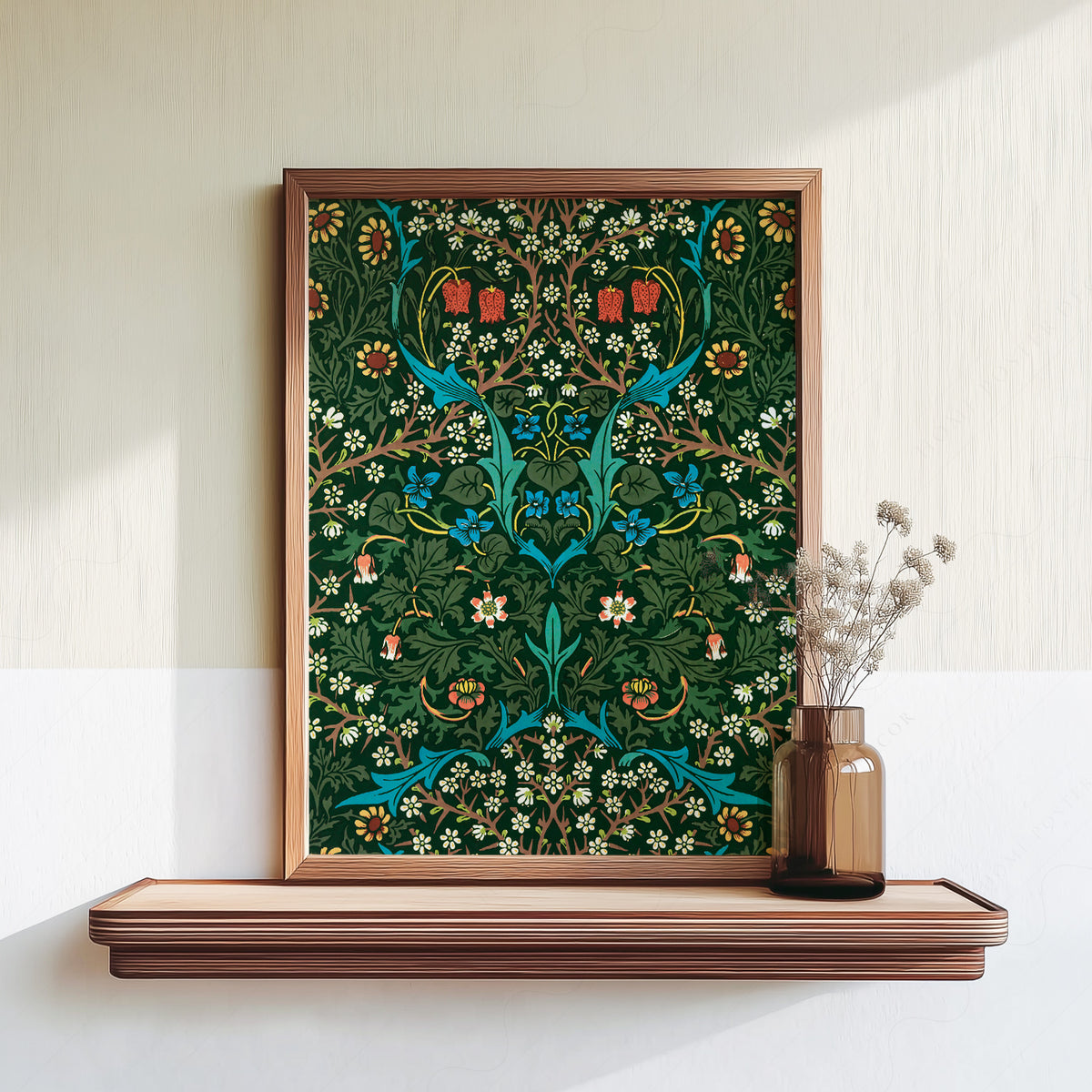William Morris Blackthorn Green Botanical Pattern Art Print — artwork preview 18