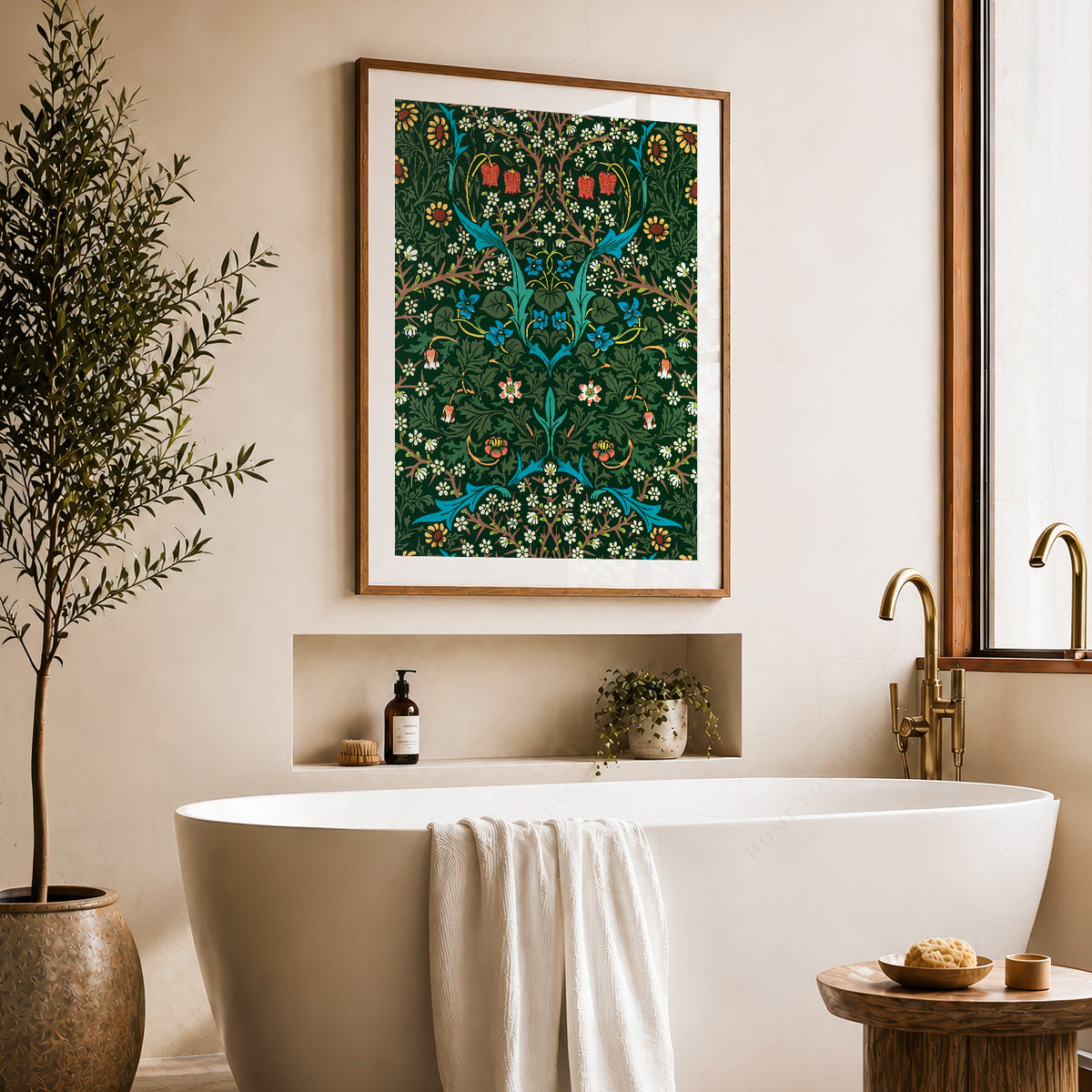 William Morris Blackthorn Green Botanical Pattern Art Print — artwork preview 22