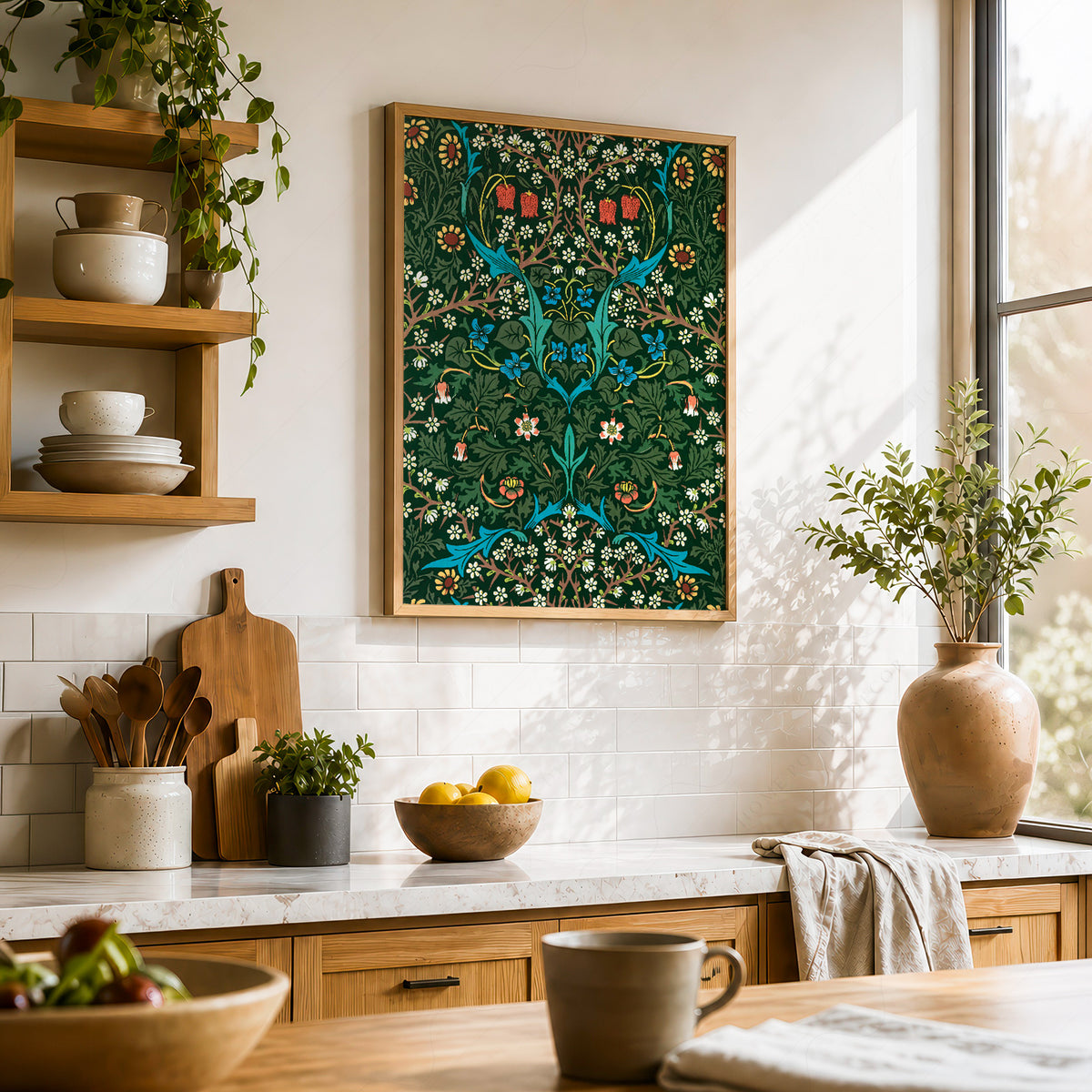 William Morris Blackthorn Green Botanical Pattern Art Print — artwork preview 23