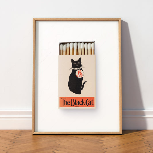 The Black Cat Vintage Matchbox Print – Retro Cat Wall Art Poster — artwork preview 2