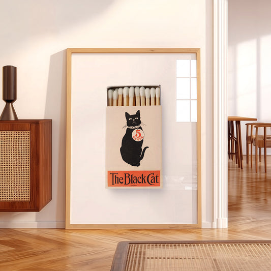 The Black Cat Vintage Matchbox Print – Retro Cat Wall Art Poster — artwork preview 5