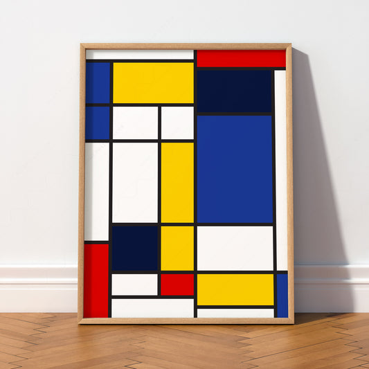 Piet Mondrian Style Composition Art Print – Abstract Geometric Wall Art — artwork preview 2