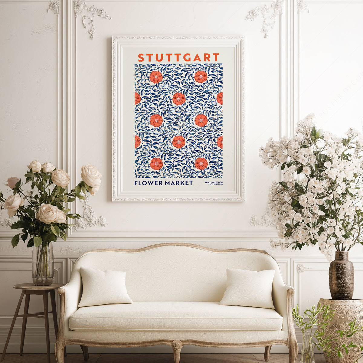 Stuttgart Flower Market Art Print — artwork preview 17