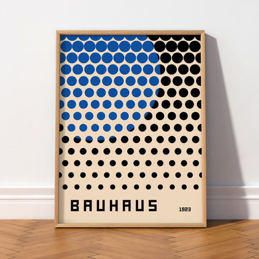 Bauhaus 1923 Exhibition Poster – Blue and Black Dots Wall Art Print — artwork preview 2