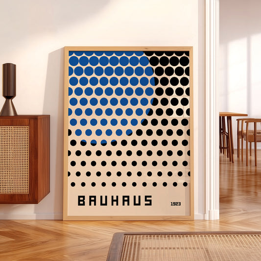 Bauhaus 1923 Exhibition Poster – Blue and Black Dots Wall Art Print — artwork preview 5