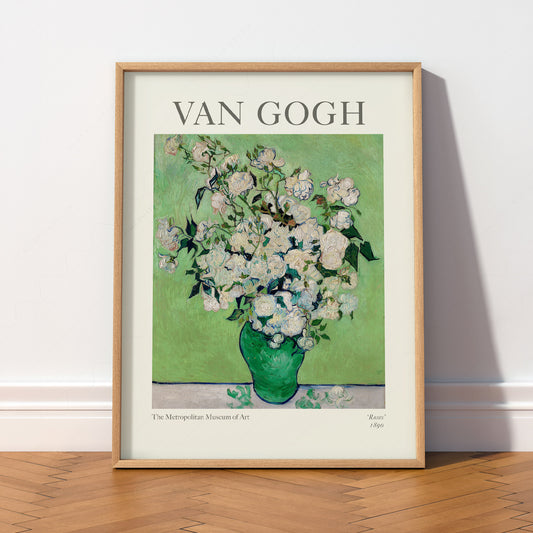 Vincent Van Gogh Roses 1890 Art Print – Famous Painting Floral Wall Art — artwork preview 2