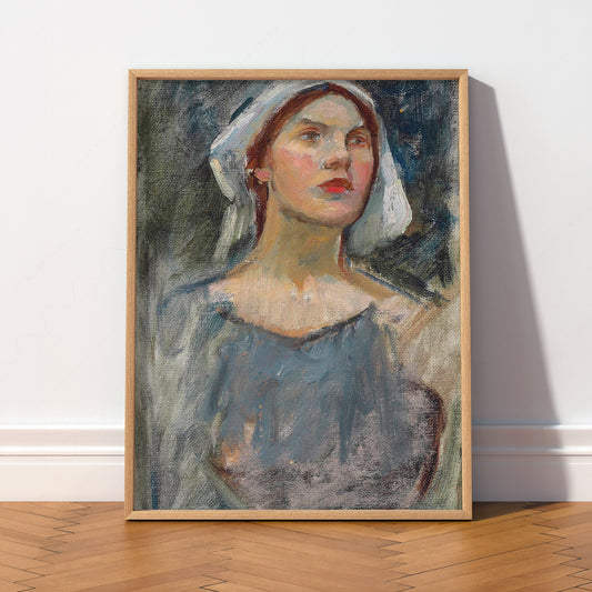 John William Waterhouse Portrait Study for The Enchanted Garden Art Print — artwork preview 2