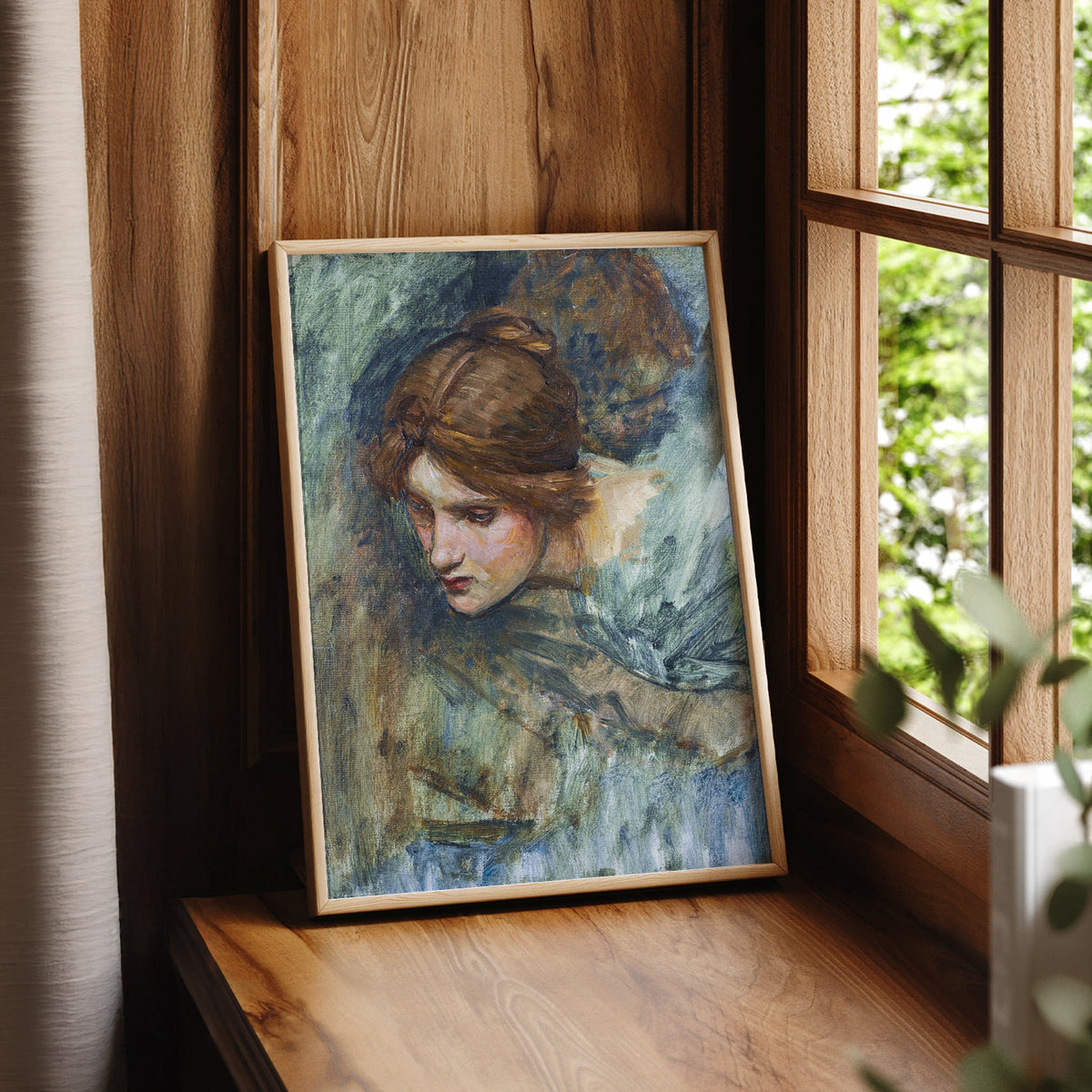 John William Waterhouse Study of a Woman's Head Art Print — artwork preview 7