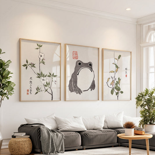 Matsumoto Hoji Frog Art Print Set – Japanese Botanical Wall Art Poster — artwork preview 1