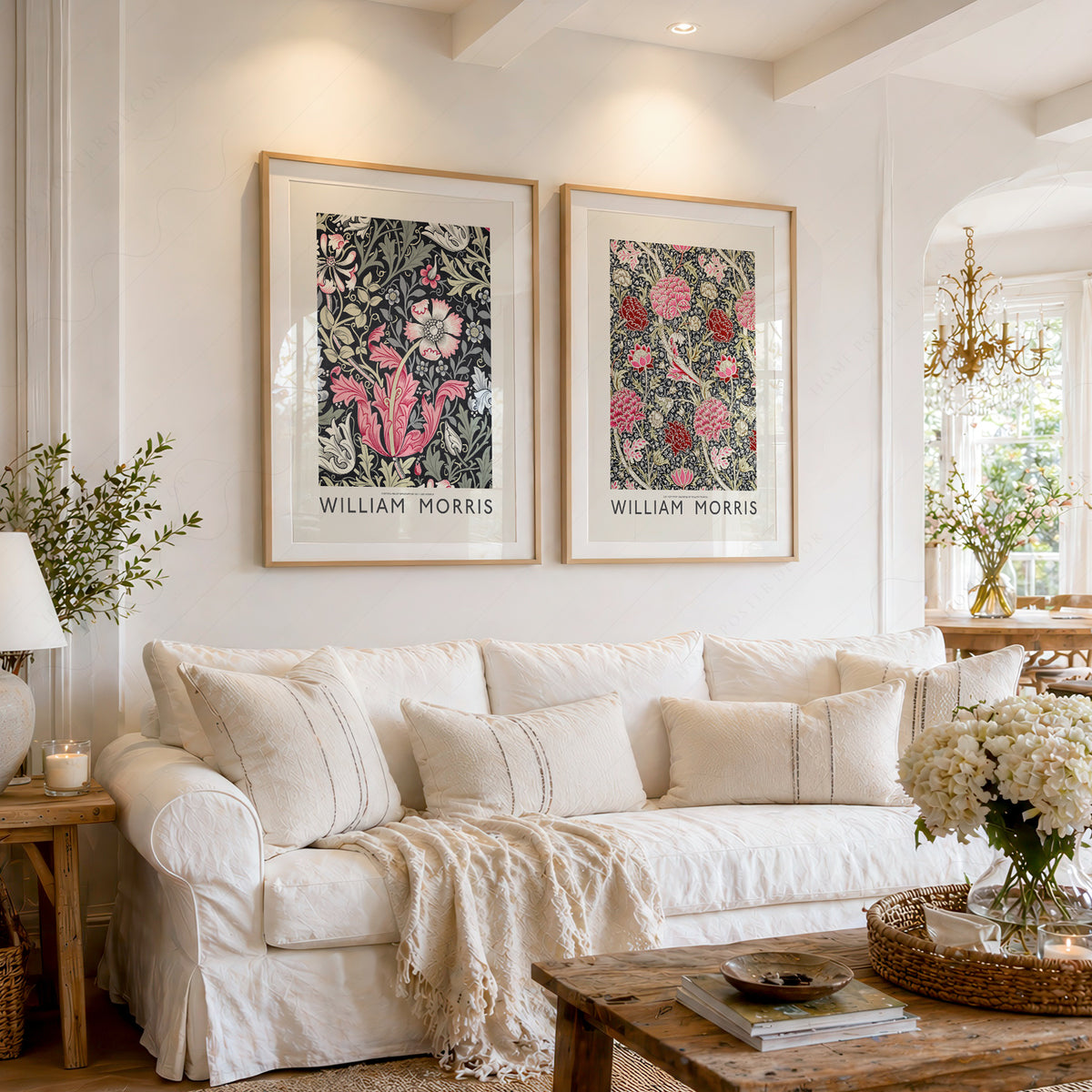 William Morris Pink Cray and Compton Floral Pair – Set of 2 Art Prints — artwork preview 1