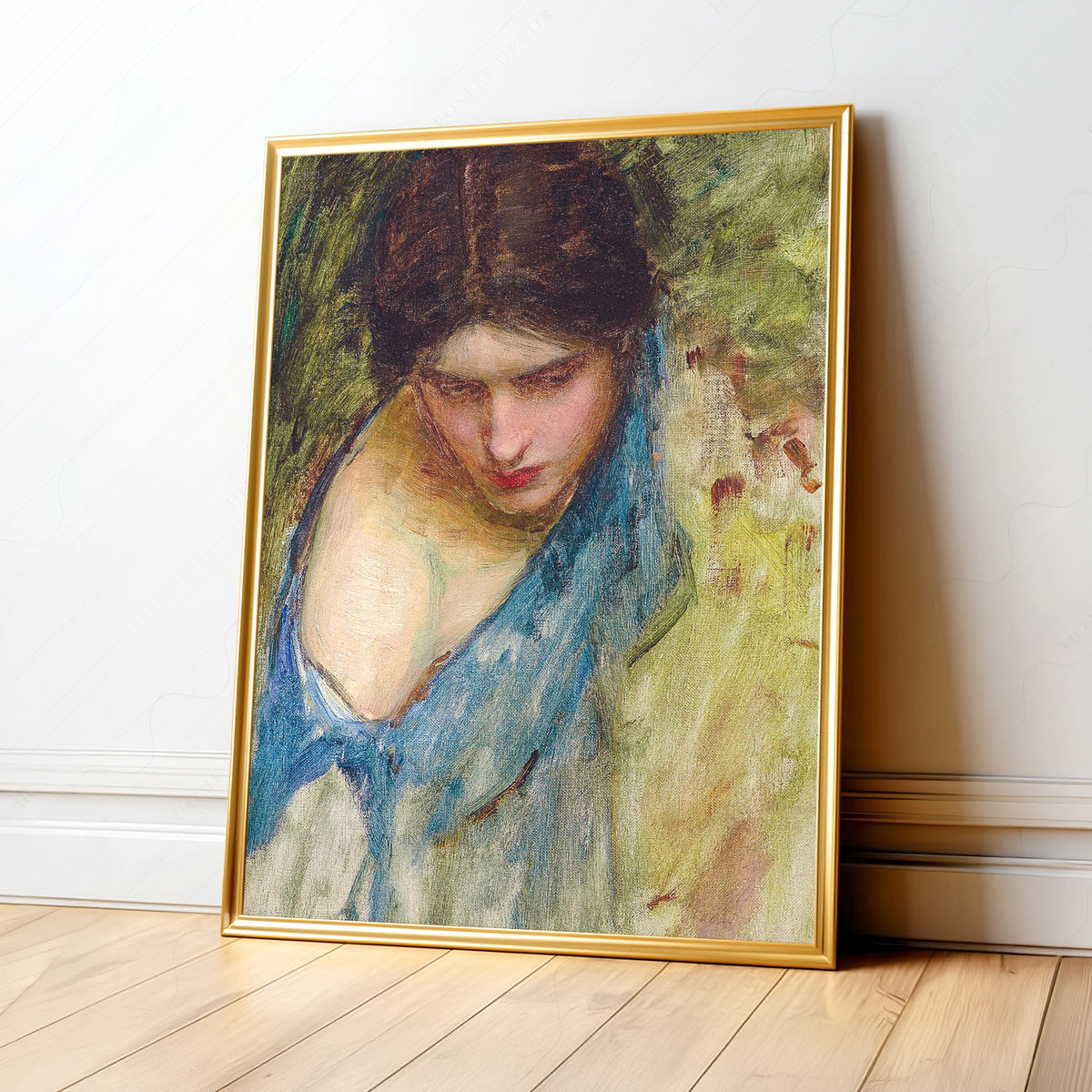 John William Waterhouse Woman's Head Study Art Print — artwork preview 1