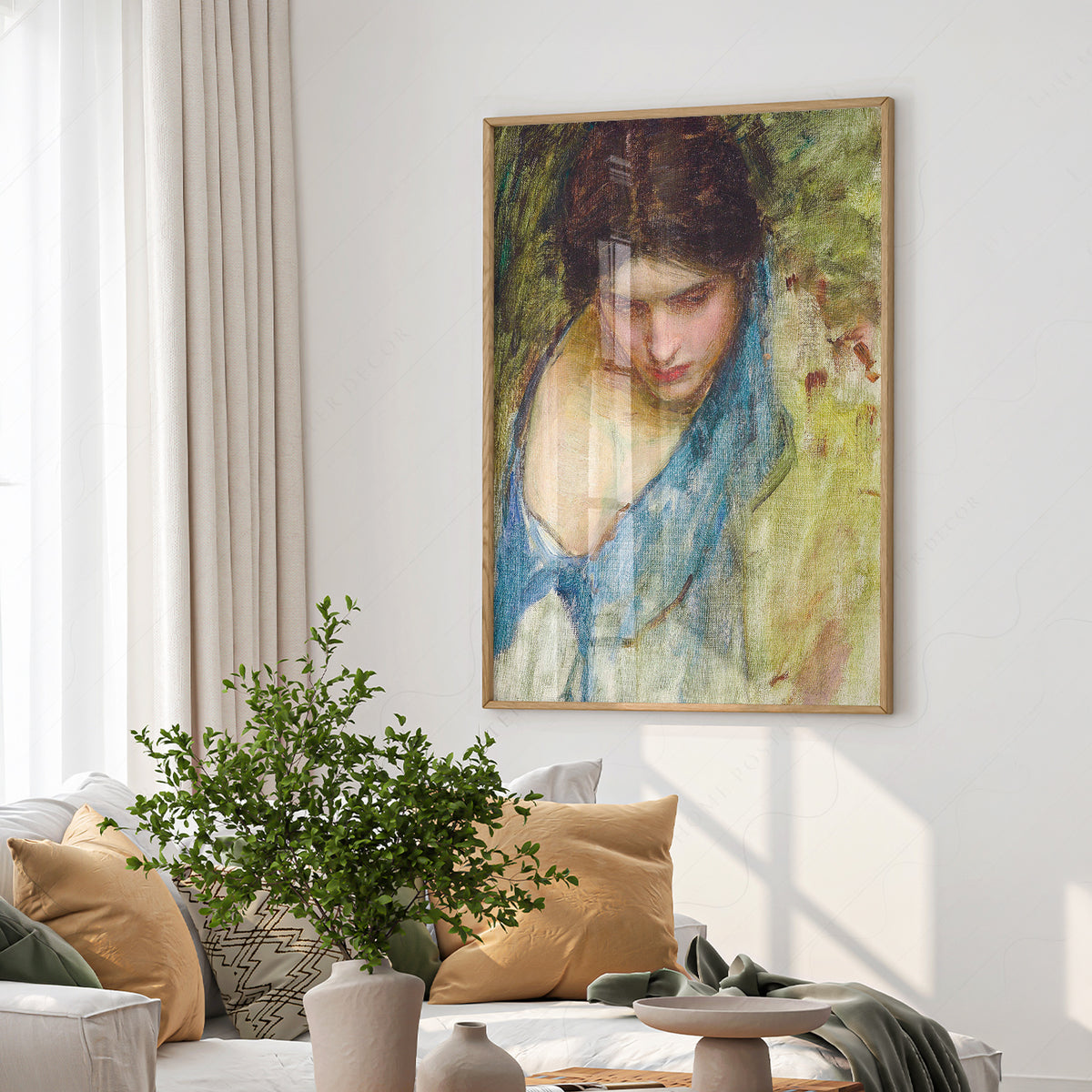 John William Waterhouse Woman's Head Study Art Print — artwork preview 6