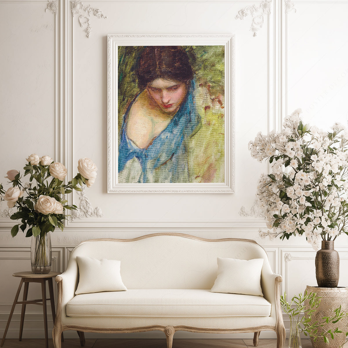 John William Waterhouse Woman's Head Study Art Print — artwork preview 17