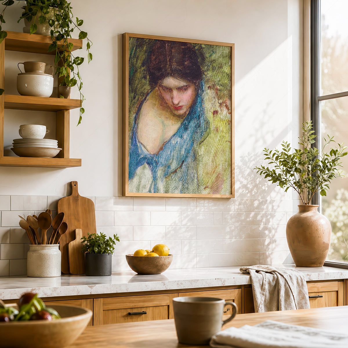 John William Waterhouse Woman's Head Study Art Print — artwork preview 23