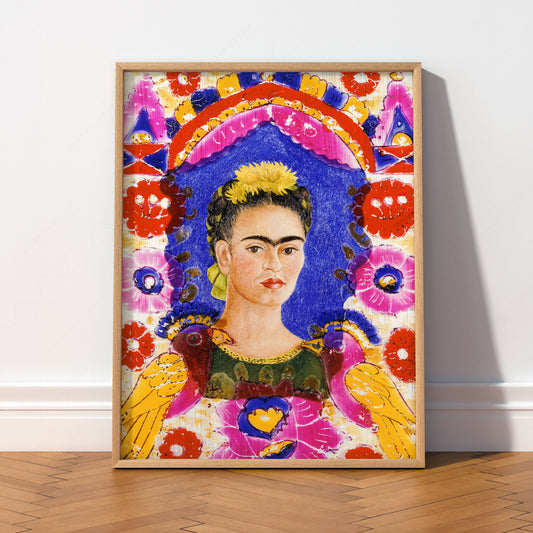 Frida Kahlo Self-Portrait The Frame Art Print – Mexican Folk Art Poster — artwork preview 2